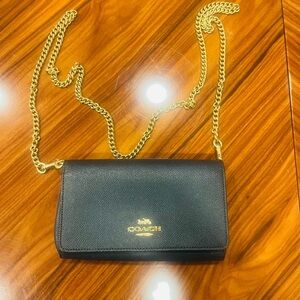 Coach Black Crossbody Bag with Gold Chain